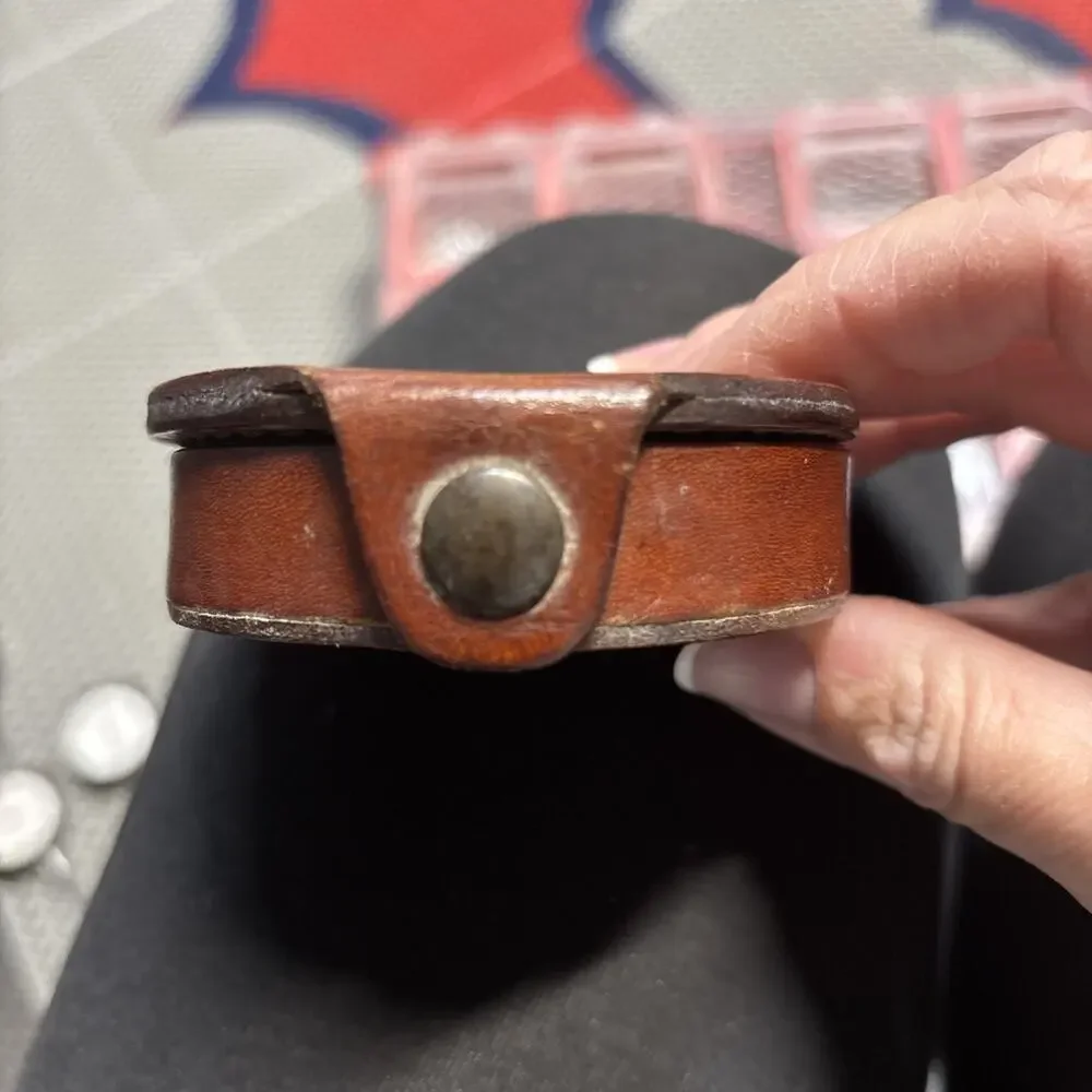 VTG Antique Horseshoe Leather Coin Purse Wallet Brown Condom Hidden Storage